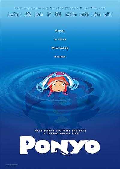 تصویر انیمیشن پونیو روی صخره کنار دریا Ponyo 2008